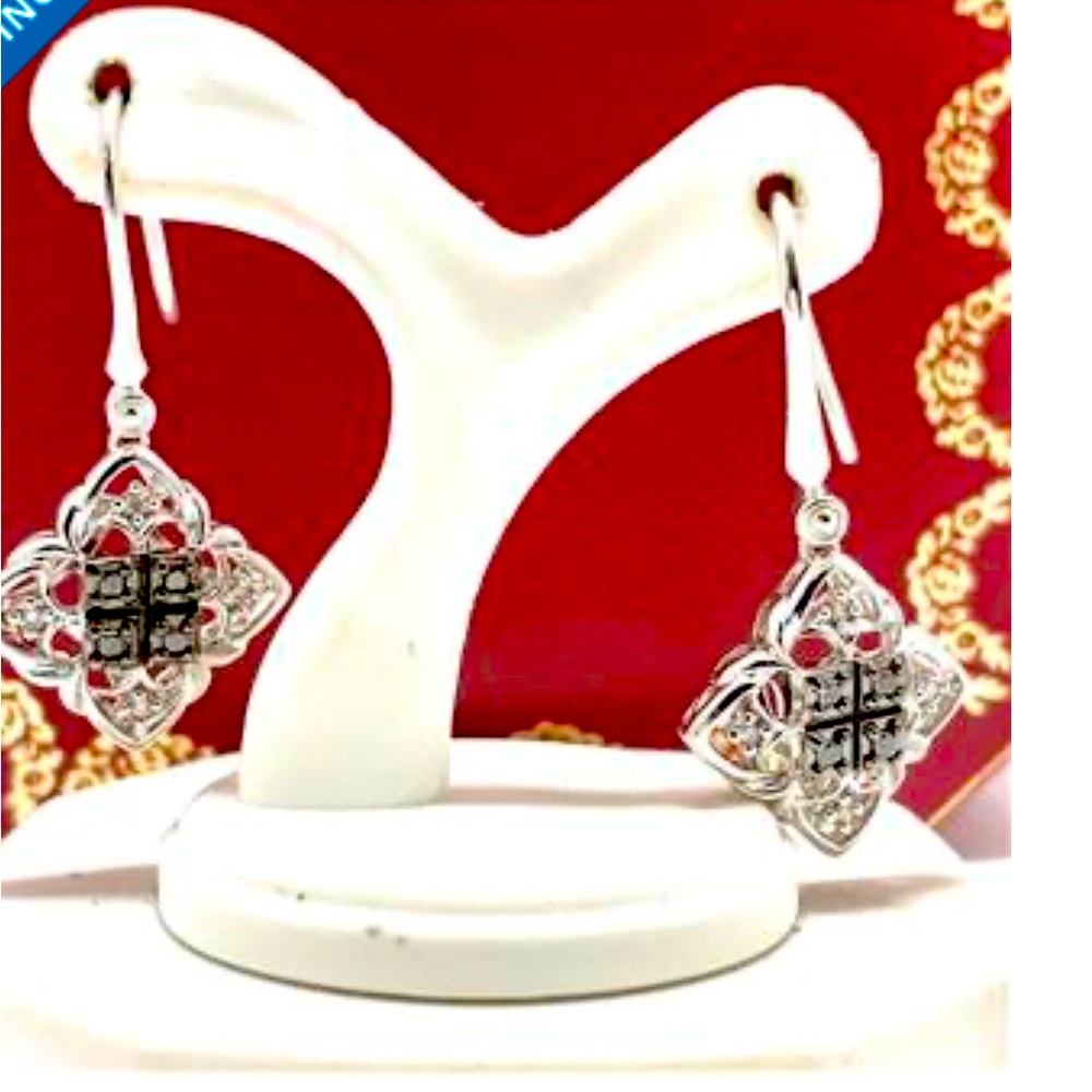 Natural diamond sterling silver GP earrings